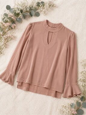 Sawyer Collection Blush Keyhole Dress Blouse | Romantic Feminine Top |Size Large